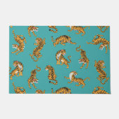 Paillasson Tiger sur Motif Turquoise (Devant)