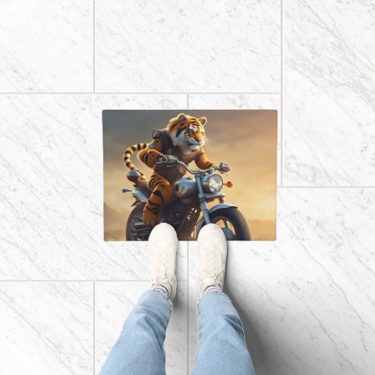 Paillasson Tigre chevauchant une moto (Intérieur)