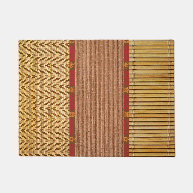 Paillasson Tiki textures bambou et roseau (Devant)