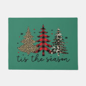 Paillasson "Tis the Season" Plaid Leopard Christmas Trees (Devant)