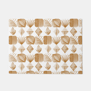 Paillasson Tissu Tribal des Caraïbes audacieux : Or, blanc