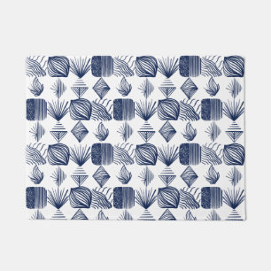 Paillasson Tissu Tribal des Caraïbes : blanc, bleu marine
