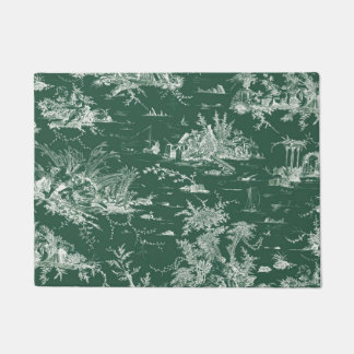 Paillasson Toile de Jouy verte