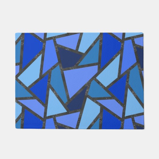 Paillasson Tons de motif en vitrail bleu (Devant)