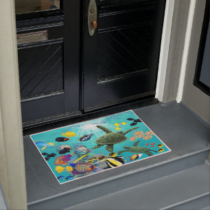 Paillasson Tortue de mer tropicale hawaïenne de poissons de