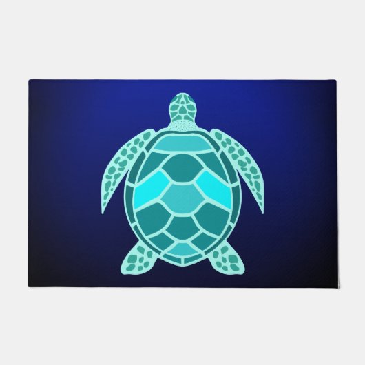 Paillasson Tortue turquoise bleu turquoise (Devant)