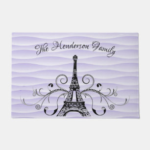 Paillasson Tour Eiffel violet fleuri Porte personnalisée Mat
