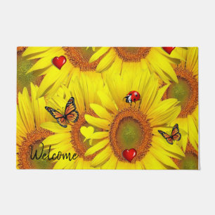 Paillasson Tournesol Papillon Lady Bug Porte Mat