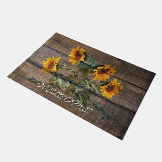 Paillasson Tournesol rustique en bois (Incliné)