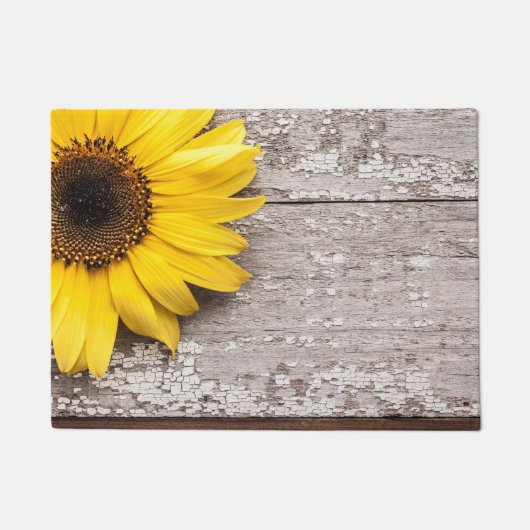 Paillasson Tournesol sur une table en bois (Devant)