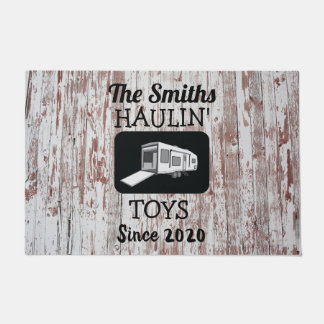 Paillasson Toy Hauler Doormat avec Arrière - plan Barnwood