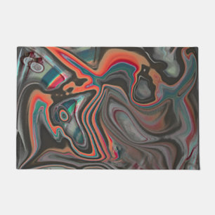 Paillasson traces de gris, corail vivant et cyanStain