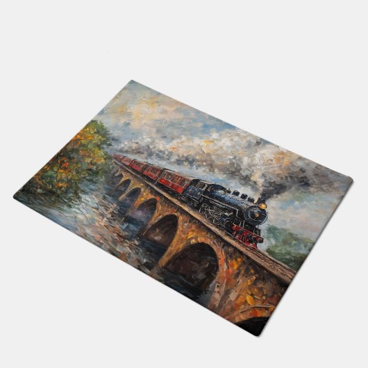 Paillasson Train à vapeur sur un pont - Peinture à l'huile (Incliné)