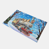 Paillasson Train d'aquarelle Festif de Noël (Incliné)