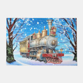 Paillasson Train d'aquarelle Festif de Noël (Devant)