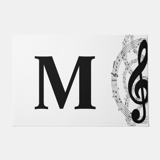 Paillasson treble clef musique note musicien monogramme (Devant)