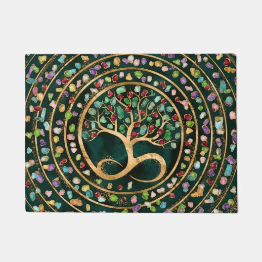 Paillasson Tree of Life - Infinity Spiral - Colorful geodes (Devant)