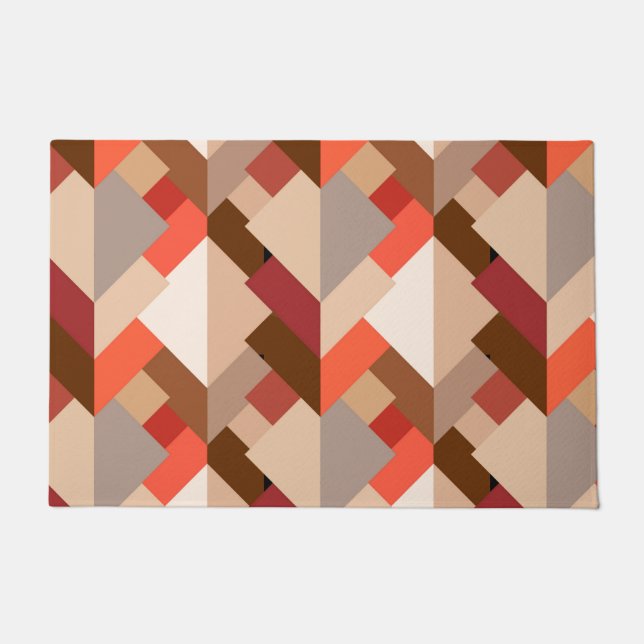 Paillasson Triangles Abstraits modernes, Brown, Taupe et Oran (Devant)