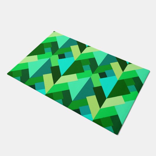 Paillasson Triangles Abstraits modernes, Emerald Green et Aqu (Incliné)