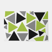 Paillasson Triangles aléatoires Lime Vert Gris noir sur blanc (Devant)