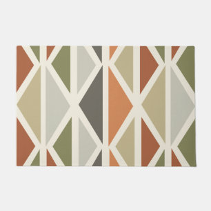 Paillasson Triangles d'art géométrique rétro Vert Orange