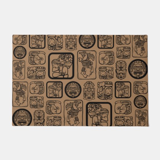 Paillasson Tribal MAYA ancien masque motif 1 (Devant)