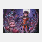 Paillasson Trick ou traiter Halloween Zombies distribuer le c (Devant)