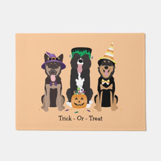 Paillasson Trick Ou Traiter Les Chiens En Costumes D'Hallowee (Devant)