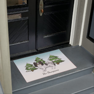 Paillasson Tricolore Papillon Cute Dog Dans Une Forêt D'Hiver