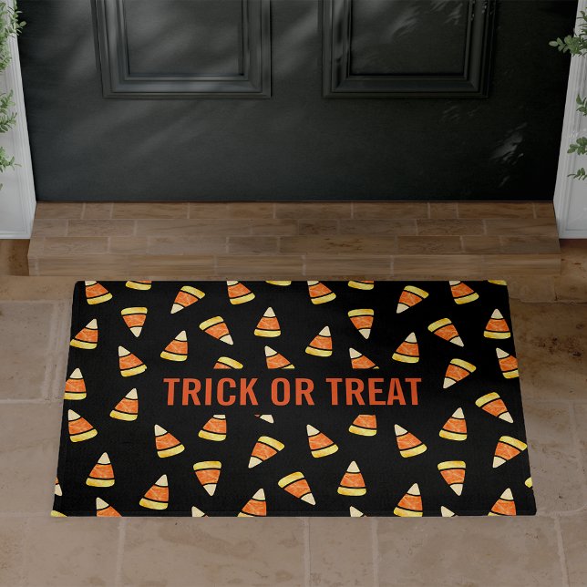 Paillasson Tricoter ou traiter Halloween Candy Corn Imprimer (Créateur téléchargé)