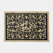 Paillasson Trio orné d'oiseaux Noir et Tan (Devant)