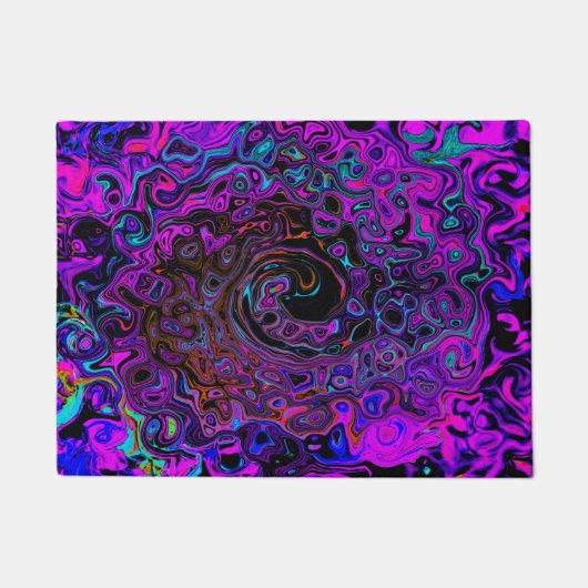 Paillasson Trippy Black et Magenta Retro Liquid Swirl (Devant)