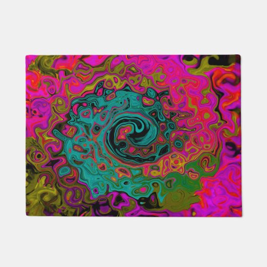 Paillasson Trippy Turquoise Abstrait Retro Liquid Swirl (Devant)