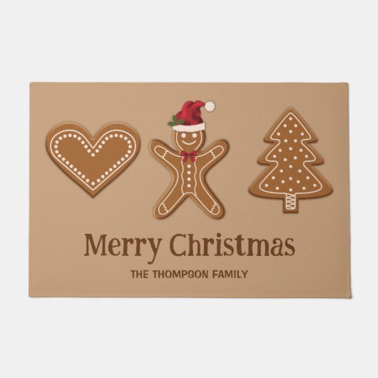 Paillasson Trois formes de biscuits de Noël au gingembre & Te (Devant)
