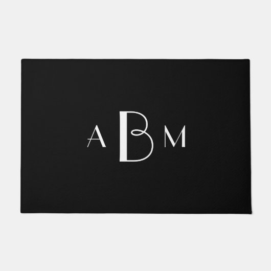 Paillasson Trois initiales blanches en monogramme sur fond no (Devant)