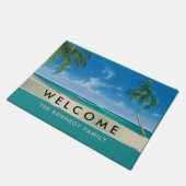 Paillasson Tropical Beach House Nom de famille Bienvenue (Incliné)