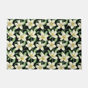 Paillasson Tropical continu motif fleurs blanches feuille ver