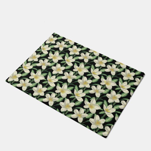 Paillasson Tropical continu motif fleurs blanches feuille ver (Incliné)