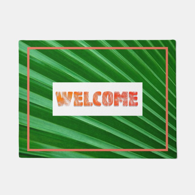 Paillasson Tropical Green Leaf Welcome Porte Mat (Devant)
