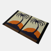 Paillasson Tropical Palm Tree Sunset Natural Crochet Imprimer (Incliné)