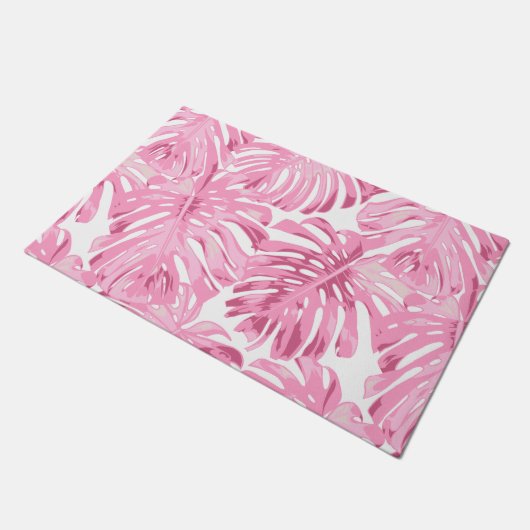Paillasson Tropical Pastel Pink Jungle Motif Feuille (Incliné)