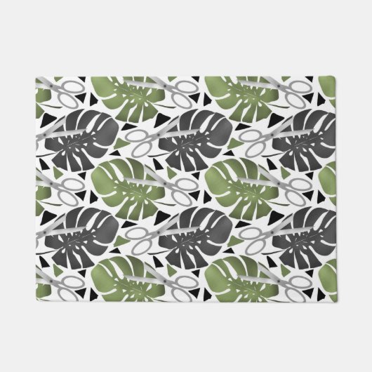Paillasson Tropical print monstera leaves scissors jungle exo (Devant)
