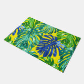 Paillasson Tropical Vert Bleu Jaune Jungle Feuilles (Incliné)