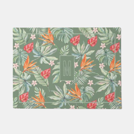 Paillasson Tropics Fleur et Imaginaire de feuillage avec Mono (Devant)