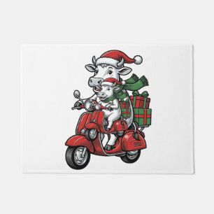 Paillasson Trottinette à cheval de Noël drôle Design vintage_