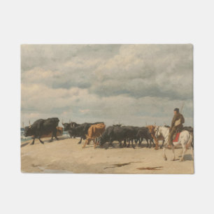 Paillasson Troupeau de bétail près de la mer (par Eugène Burn