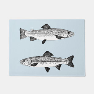 Paillasson Truite vintage - pêche en eau douce