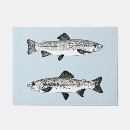 Paillasson Truite vintage - pêche en eau douce (Devant)