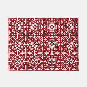 Paillasson Tuile marocaine - rouge foncé et blanche