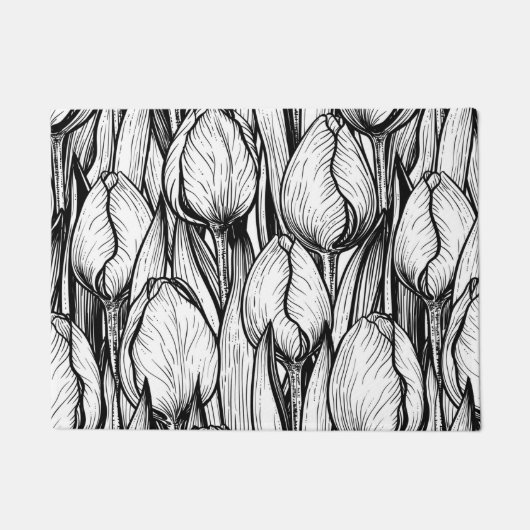 Paillasson Tulipes en noir et blanc (Devant)